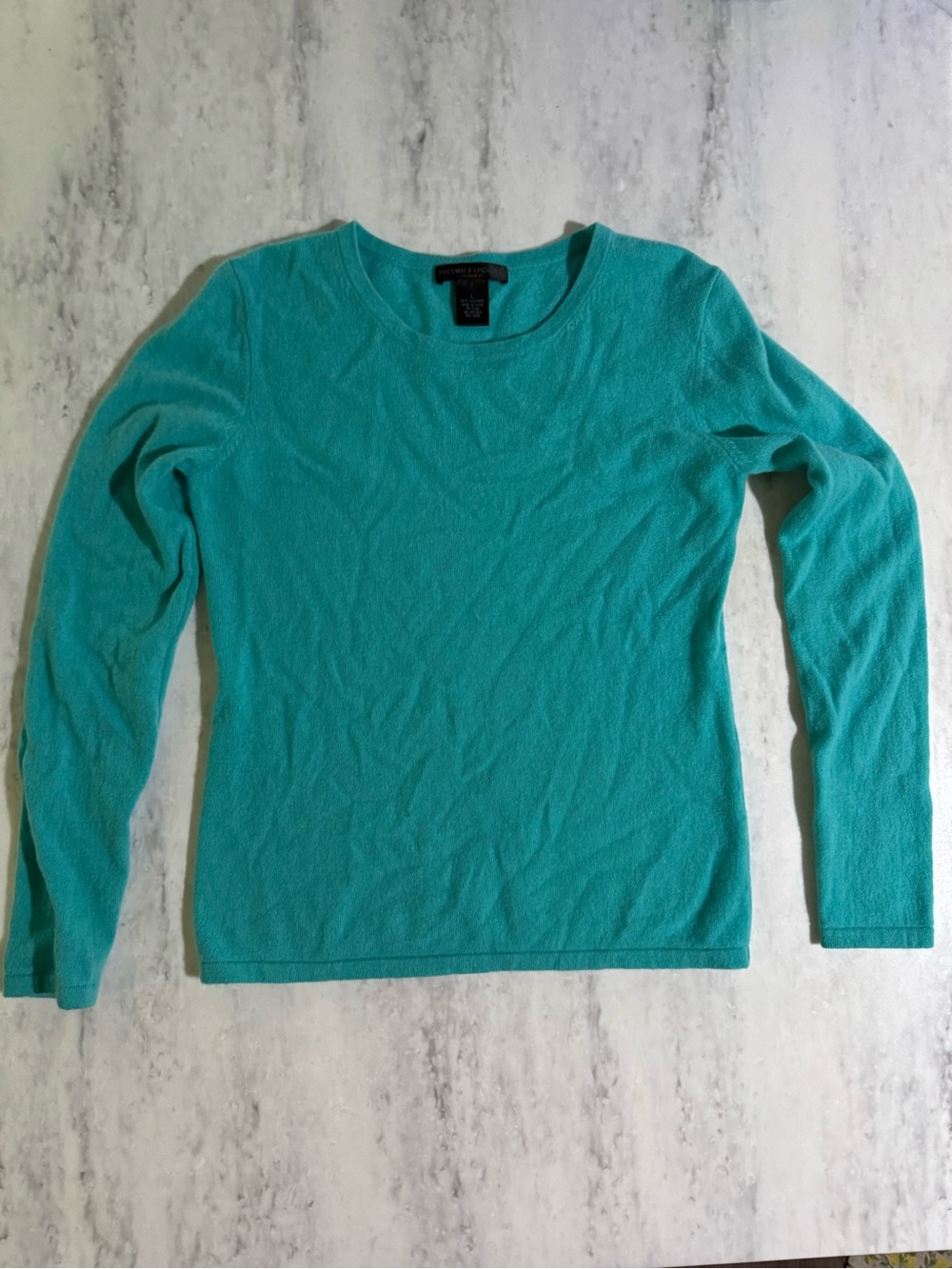 Preswick & Moore Crewneck  Soft Cozy Cashmere Blue Teal Sweater size L